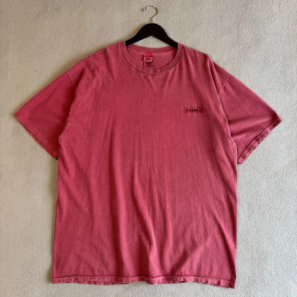 Nike Vintage T Shirt Men's XL Pink Made In USA 90s Embroidered Logo Tee